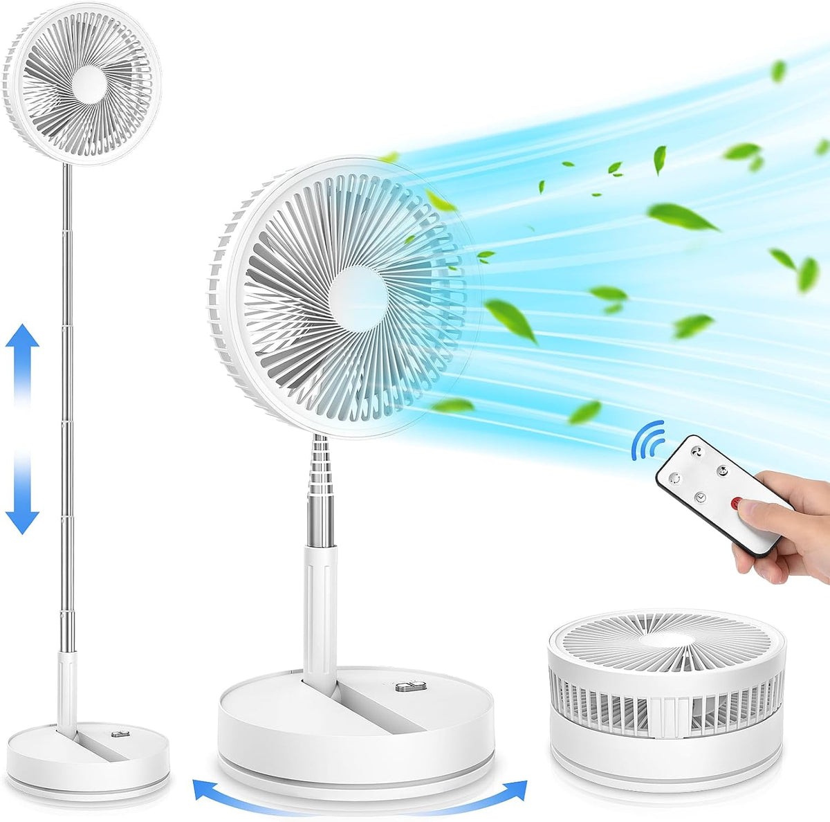 Portable Foldable Rechargeable Oscillating Fan - 8.6" 8000mah Remote Fan