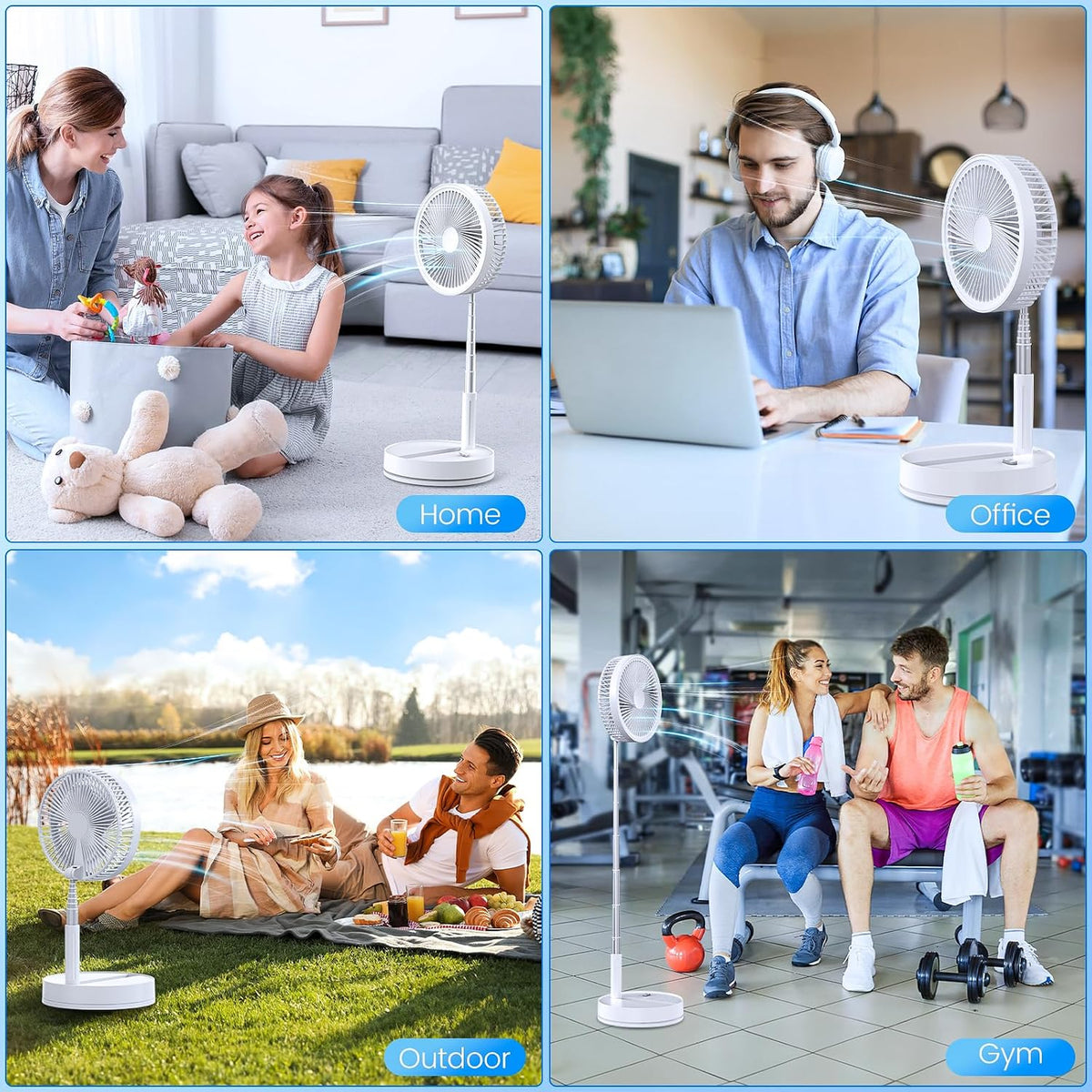 Portable Foldable Rechargeable Oscillating Fan - 8.6" 8000mah Remote Fan