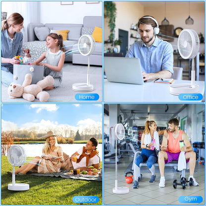 Portable Foldable Rechargeable Oscillating Fan - 8.6" 8000mah Remote Fan