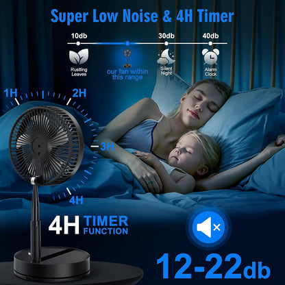 Portable Foldable Rechargeable Oscillating Fan - 8.6" 8000mah Remote Fan