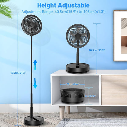 Portable Foldable Rechargeable Oscillating Fan - 8.6" 8000mah Remote Fan