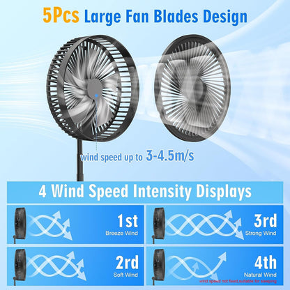 Portable Foldable Rechargeable Oscillating Fan - 8.6" 8000mah Remote Fan