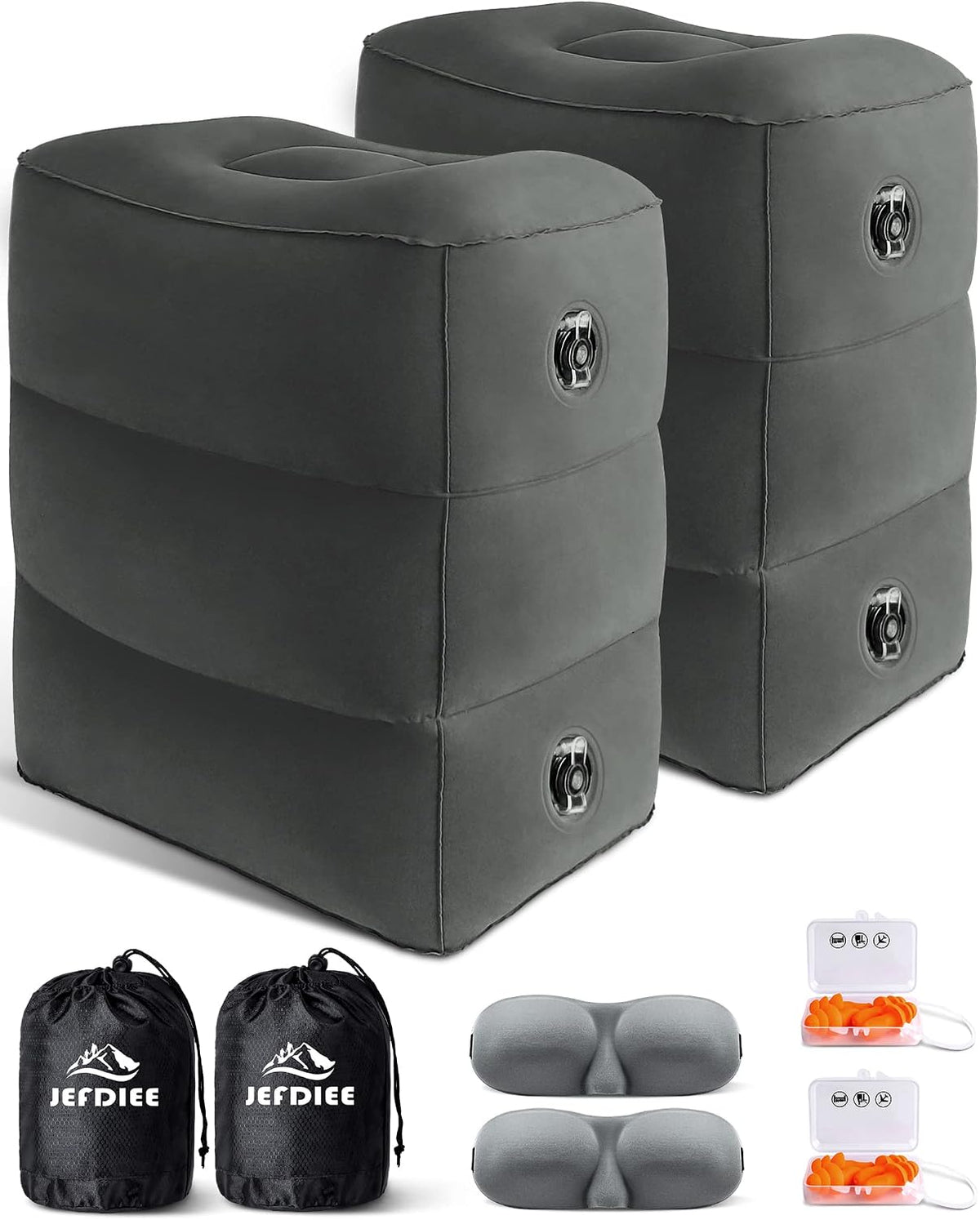 Inflatable Foot Rest Pillow, Kids Airplane Bed, Adjustable 3 Layers Height Leg Rest Pillow, Airplane Travel Essentials Great for Office, Home, Trains, Cars