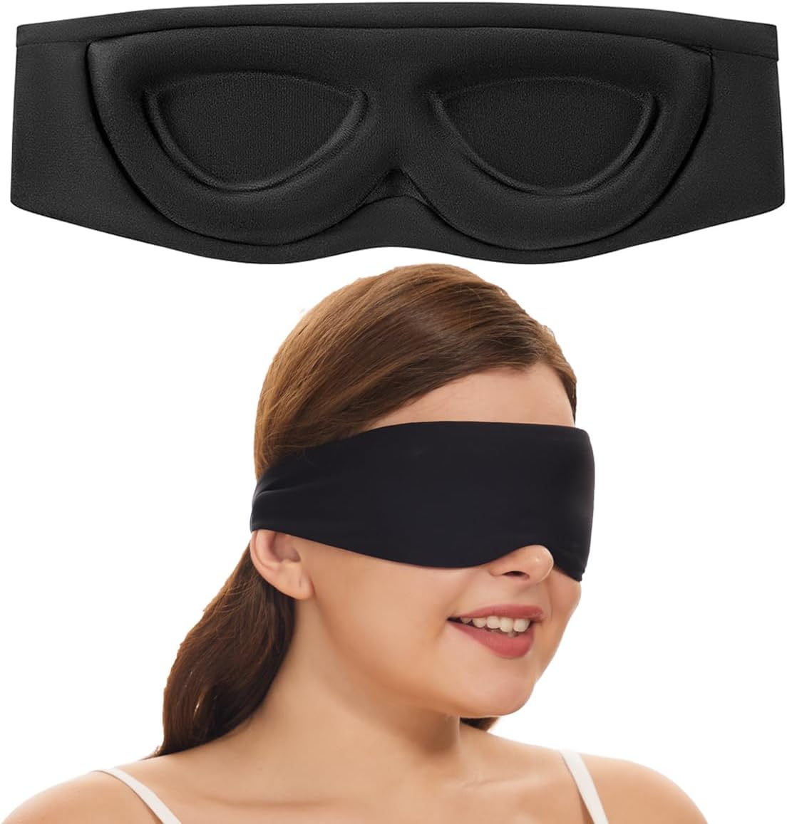 Sleep Mask for Side Sleepers, Machine Washable Eye Mask, Black
