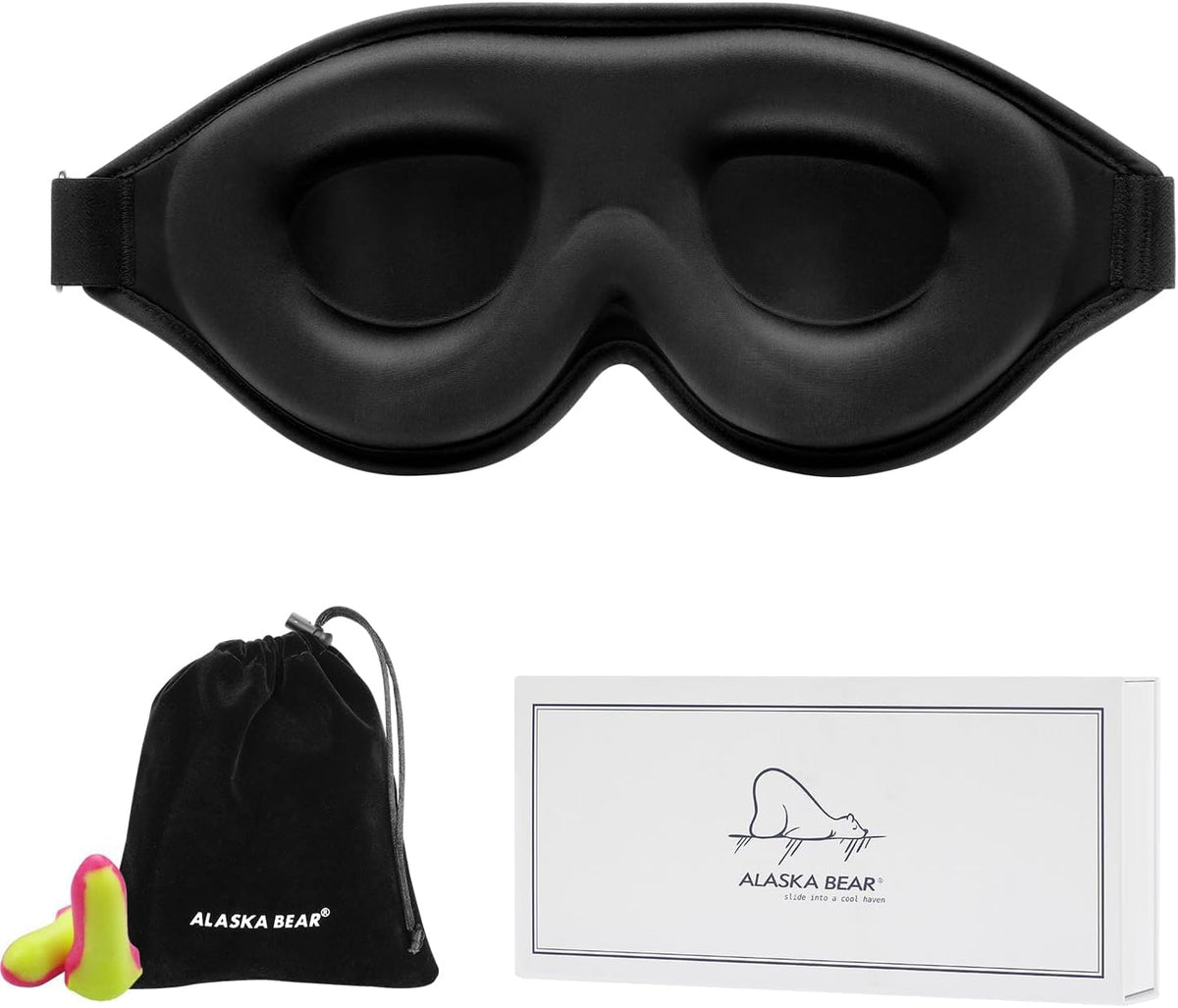 Sleep Mask for Side Sleepers, Machine Washable Eye Mask, Black