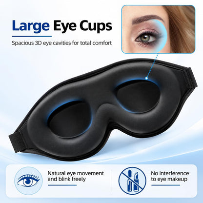 Sleep Mask for Side Sleepers, Machine Washable Eye Mask, Black