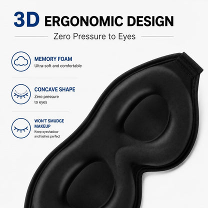Sleep Mask for Side Sleepers, Machine Washable Eye Mask, Black