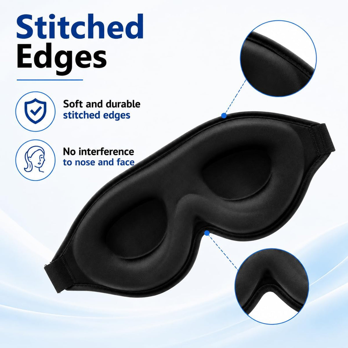 Sleep Mask for Side Sleepers, Machine Washable Eye Mask, Black