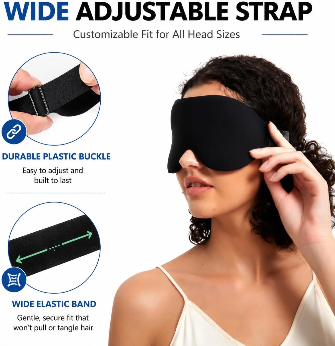 Sleep Mask for Side Sleepers, Machine Washable Eye Mask, Black
