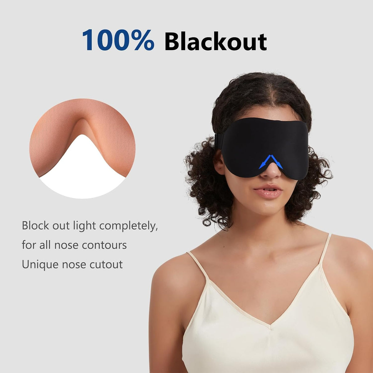 Sleep Mask for Side Sleepers, Machine Washable Eye Mask, Black