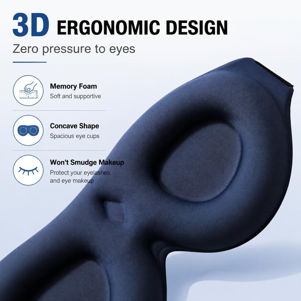 Sleep Mask for Side Sleepers, Machine Washable Eye Mask, Black