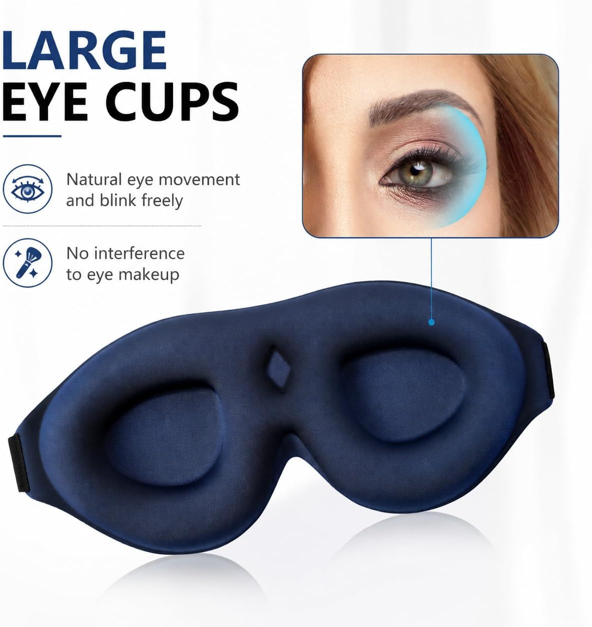 Sleep Mask for Side Sleepers, Machine Washable Eye Mask, Black
