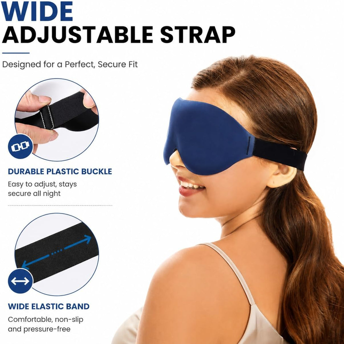 Sleep Mask for Side Sleepers, Machine Washable Eye Mask, Black