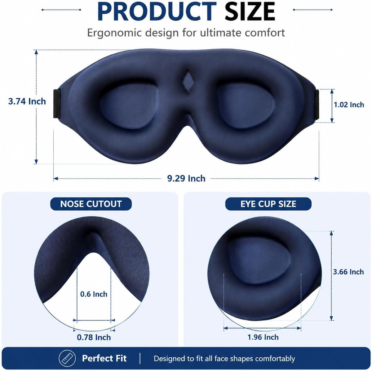 Sleep Mask for Side Sleepers, Machine Washable Eye Mask, Black