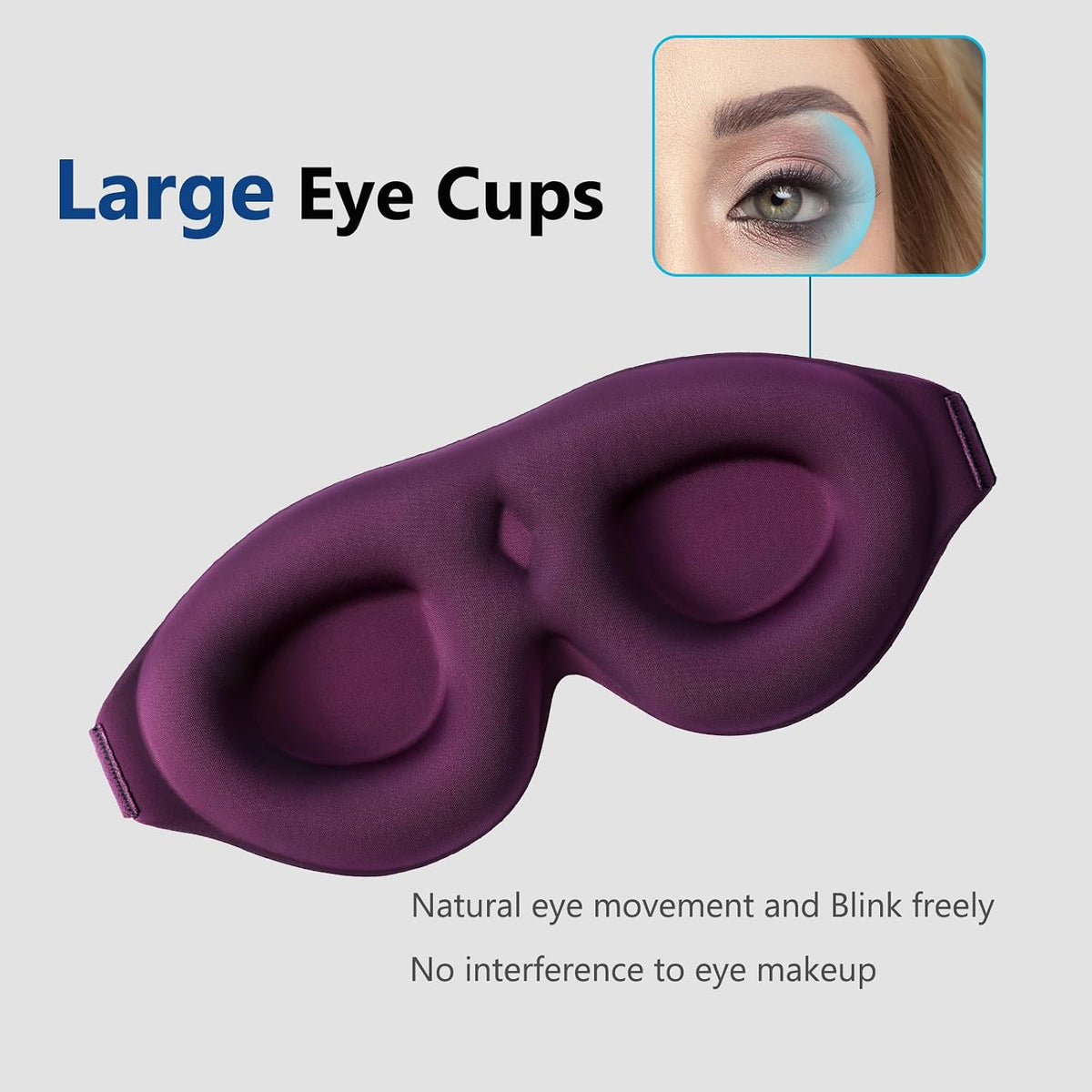 Sleep Mask for Side Sleepers, Machine Washable Eye Mask, Black