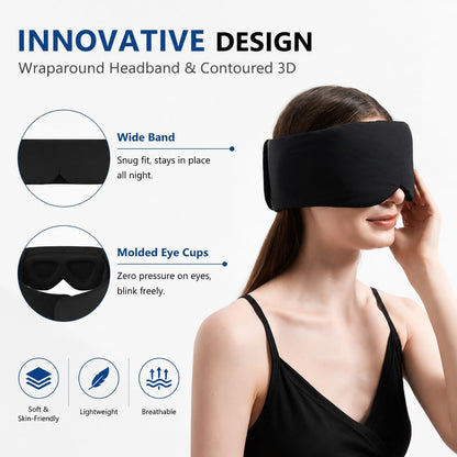 Sleep Mask for Side Sleepers, Machine Washable Eye Mask, Black
