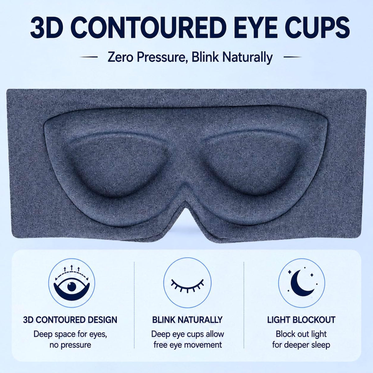 Sleep Mask for Side Sleepers, Machine Washable Eye Mask, Black