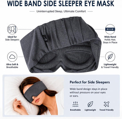 Sleep Mask for Side Sleepers, Machine Washable Eye Mask, Black