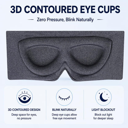 Sleep Mask for Side Sleepers, Machine Washable Eye Mask, Black