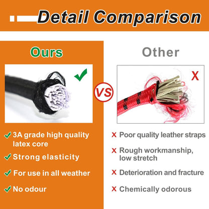 Bungee Cords with Hooks, Heavy Duty Outdoor Elastic Bungee Straps，No Odour Industrial Grade Bungee Rope for Securing Tarps, Luggage,Tents, Bikes or Garden Tidying 24in6pcs + 48in2pcs (Black)