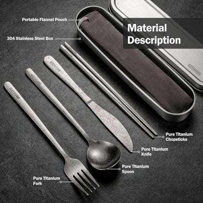 Travel Cutlery Set - 18/8 Stainless Steel Reusable Utensils with Metal Case, Portable Silverware for Camping, Office, Travel & Outdoor Dining