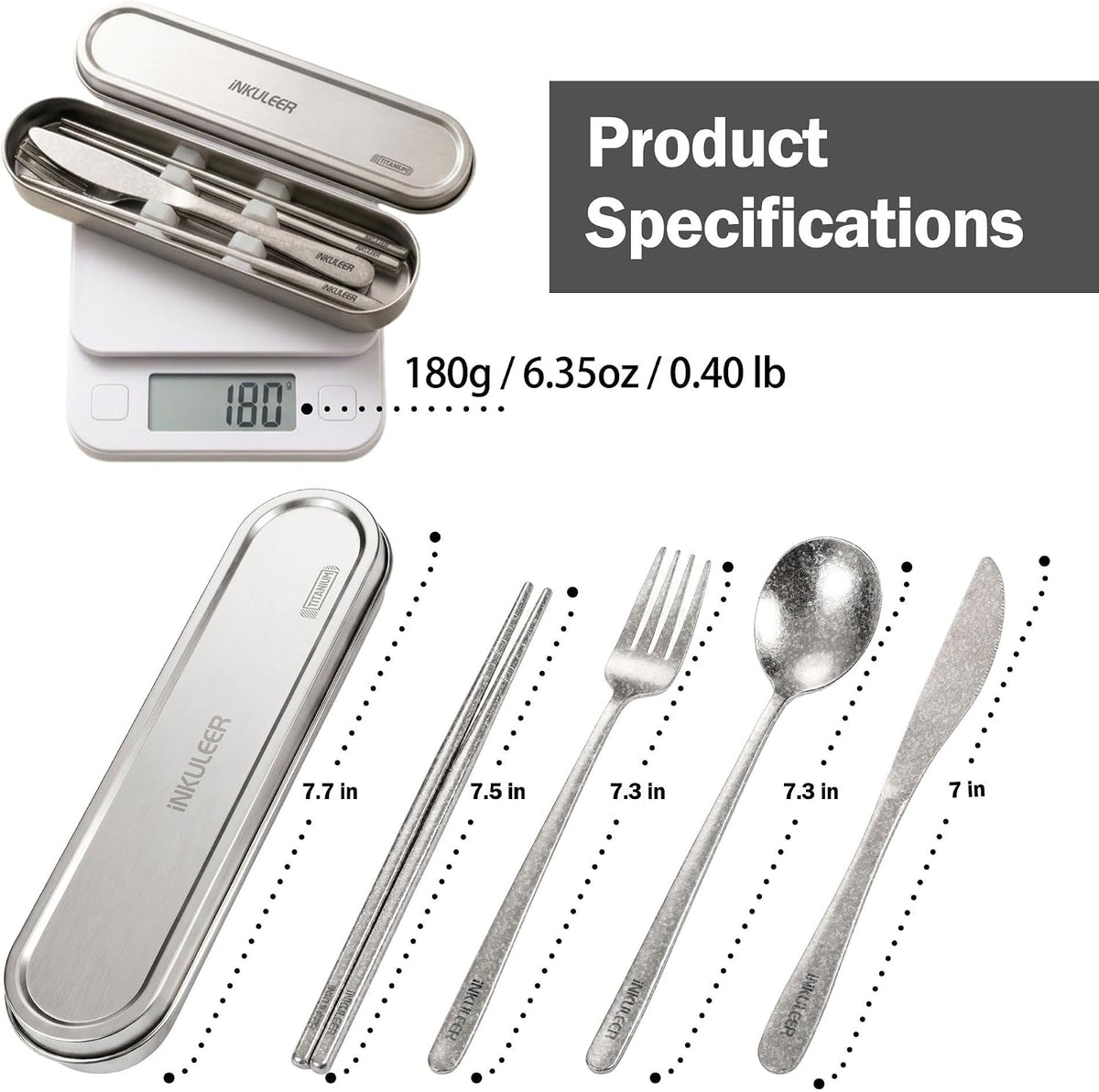 Travel Cutlery Set - 18/8 Stainless Steel Reusable Utensils with Metal Case, Portable Silverware for Camping, Office, Travel & Outdoor Dining