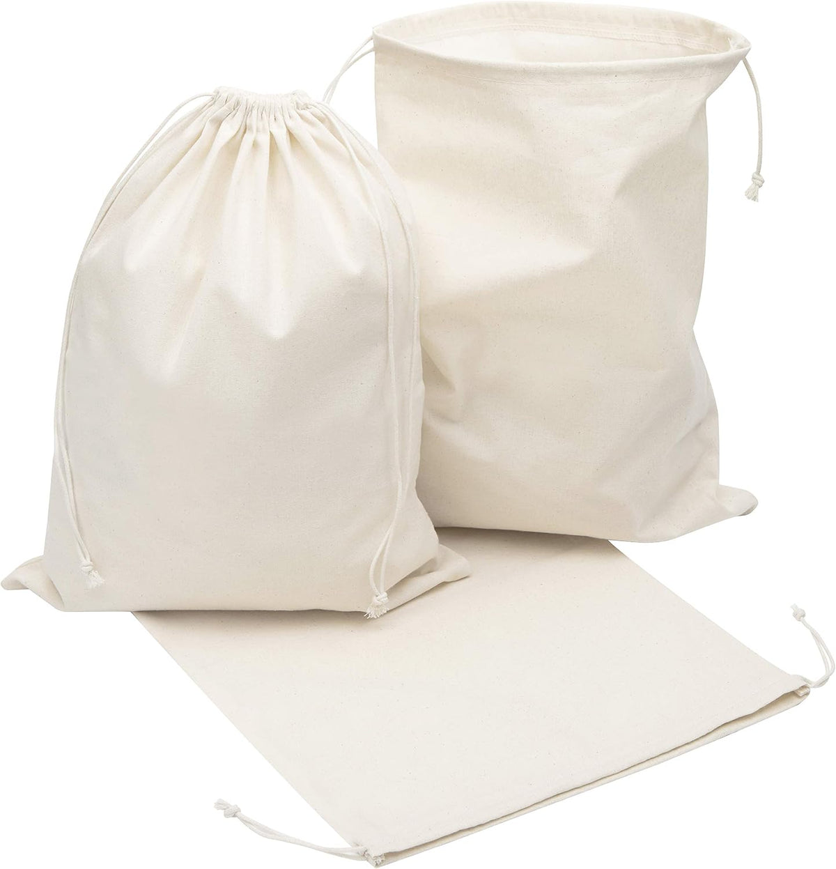 100% Cotton Muslin Drawstring Bags (12x16 Inch - 6-Pack) Large Beige Fabric Cotton Shoe Bag and Storage Pouches for Shoes Storage Pantry Gifts Laundry Travel