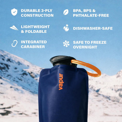 Collapsible Water Bottle with Carabiner, 23oz (0.7L), Olive