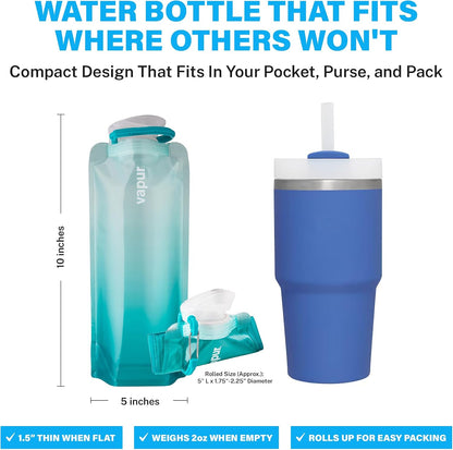 Collapsible Water Bottle with Carabiner, 23oz (0.7L), Olive
