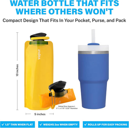 Collapsible Water Bottle with Carabiner, 23oz (0.7L), Olive