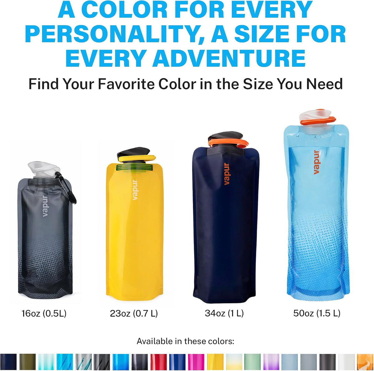 Collapsible Water Bottle with Carabiner, 23oz (0.7L), Olive