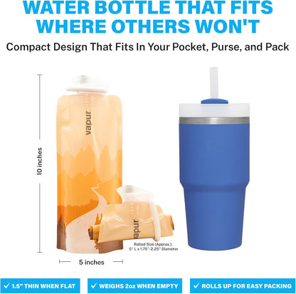 Collapsible Water Bottle with Carabiner, 23oz (0.7L), Olive