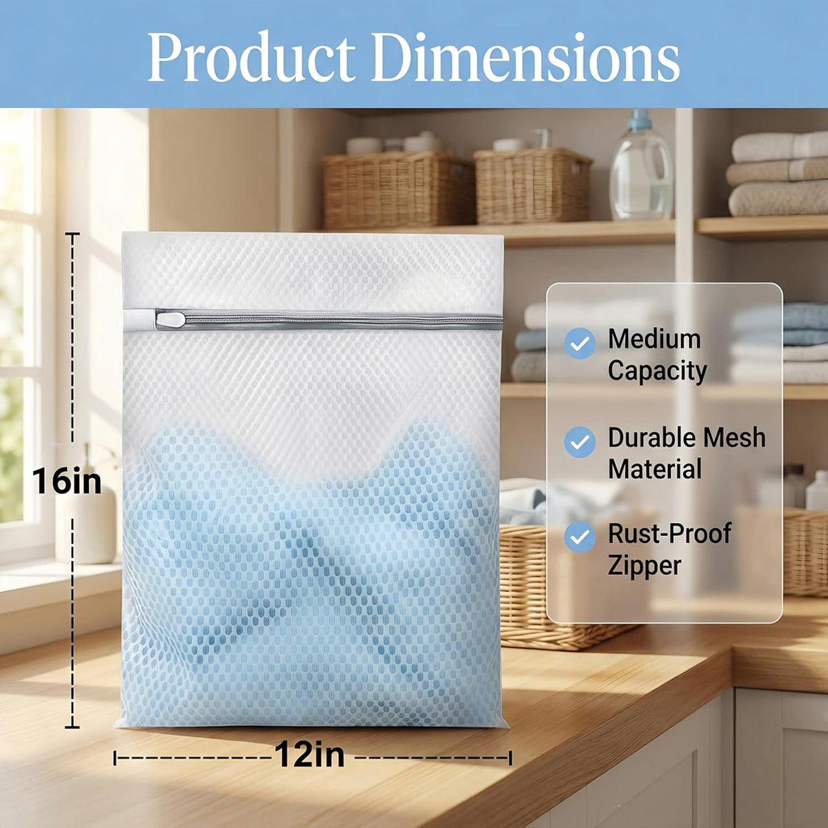 3Pcs Laundry Bags Mesh Wash Bags，12 x 16 inches
