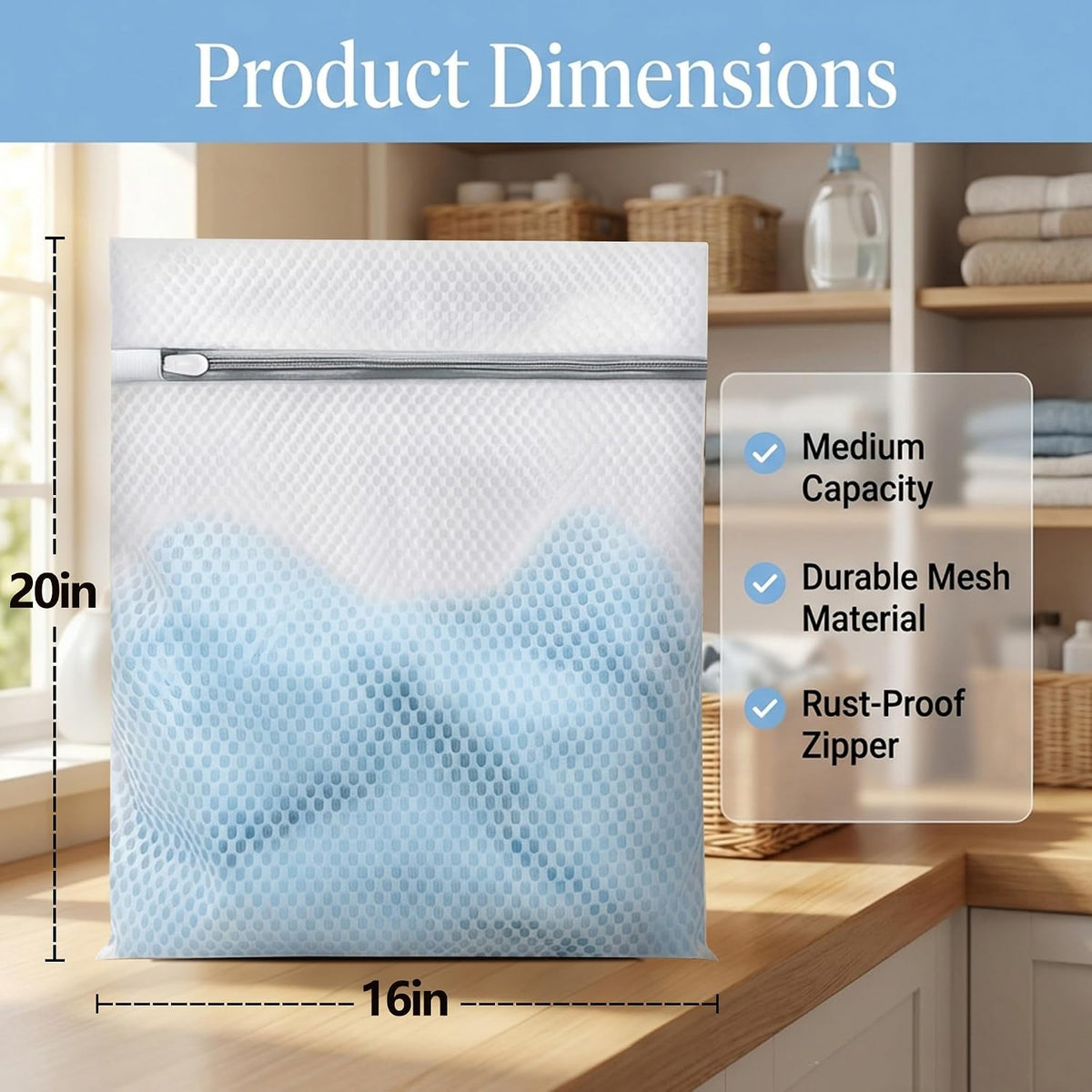 3Pcs Laundry Bags Mesh Wash Bags，12 x 16 inches