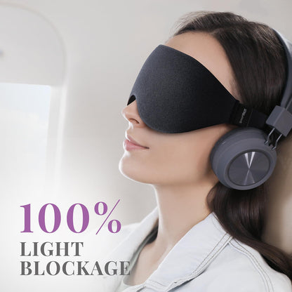 Sleep Mask [2 Pack] - Eye Mask for Sleeping - Ultra Lightweight for Side Sleepers, Contoured, 100% Blackout Sleeping Masks for Women and Men, Blindfold and Eye Covers - S1 Black