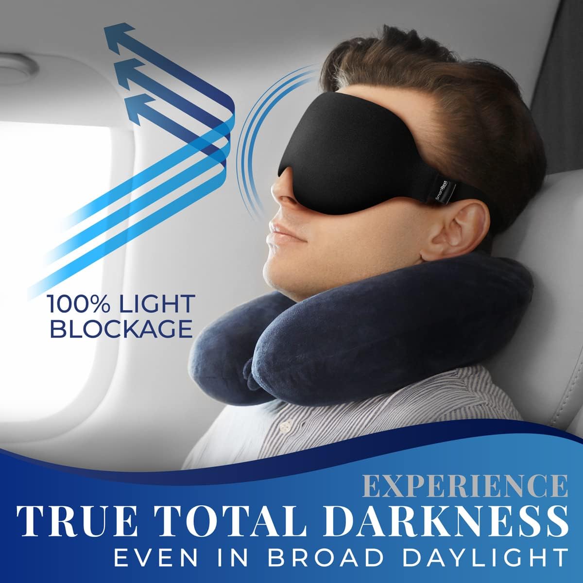 Sleep Mask [2 Pack] - Eye Mask for Sleeping - Ultra Lightweight for Side Sleepers, Contoured, 100% Blackout Sleeping Masks for Women and Men, Blindfold and Eye Covers - S1 Black