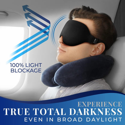 Sleep Mask [2 Pack] - Eye Mask for Sleeping - Ultra Lightweight for Side Sleepers, Contoured, 100% Blackout Sleeping Masks for Women and Men, Blindfold and Eye Covers - S1 Black
