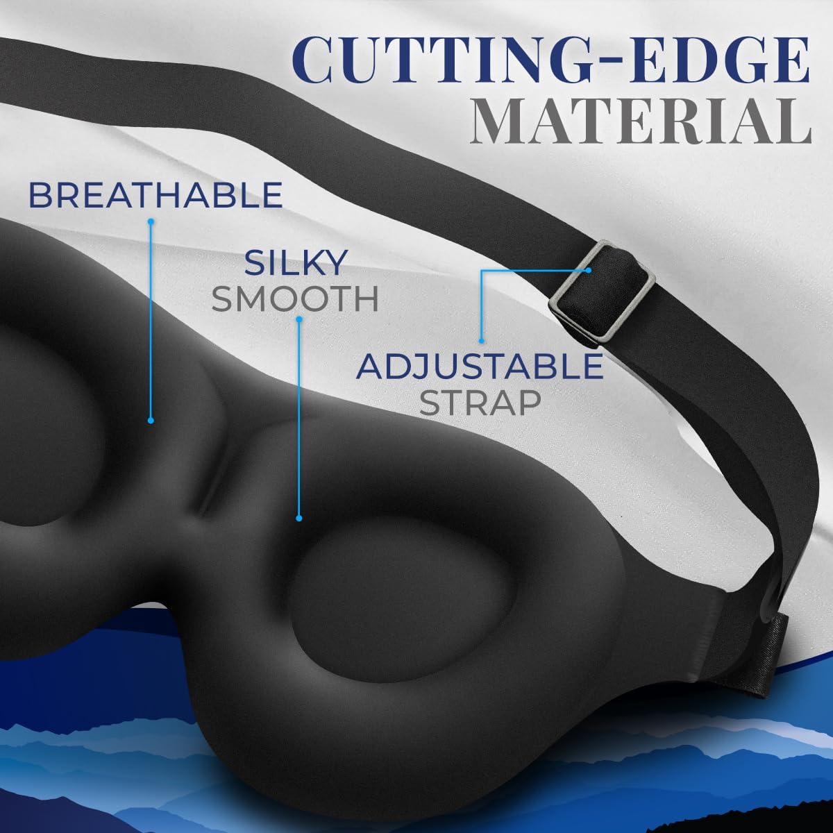Sleep Mask [2 Pack] - Eye Mask for Sleeping - Ultra Lightweight for Side Sleepers, Contoured, 100% Blackout Sleeping Masks for Women and Men, Blindfold and Eye Covers - S1 Black