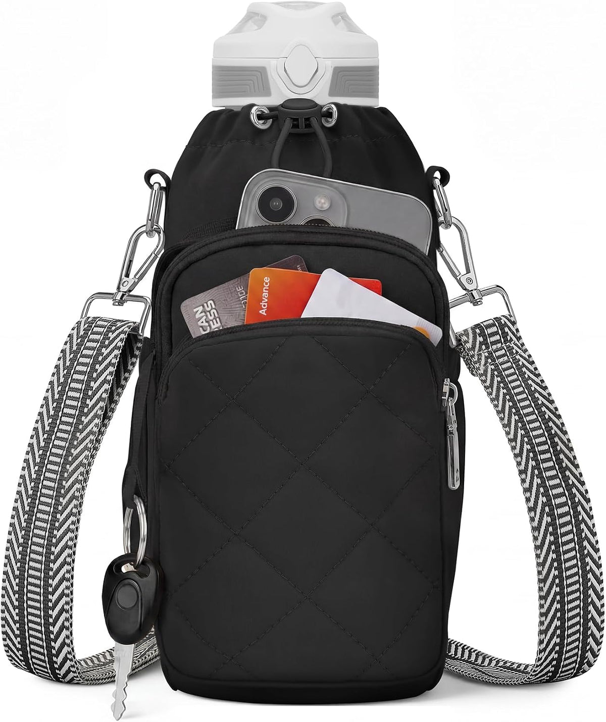 Water Bottle Bag Crossbody，Insulated Holder Purse