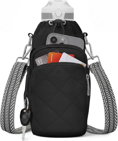Water Bottle Bag Crossbody，Insulated Holder Purse