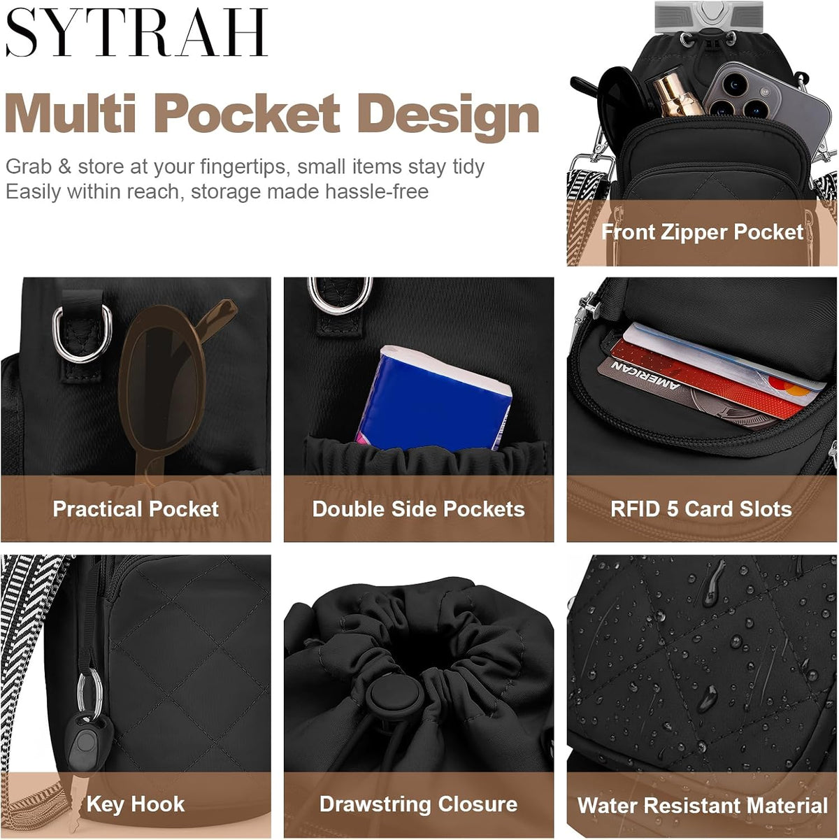 Water Bottle Bag Crossbody，Insulated Holder Purse