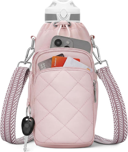 Water Bottle Bag Crossbody，Insulated Holder Purse