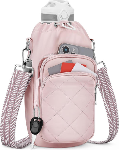 Water Bottle Bag Crossbody，Insulated Holder Purse