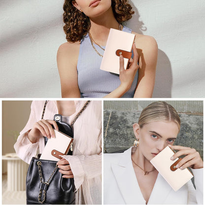 Women's Wallets RFID Blocking Leather Trifold Clutch Wallet Credit Card Holder Ladies Travel Wallet Purse with Passport/Pen Holder