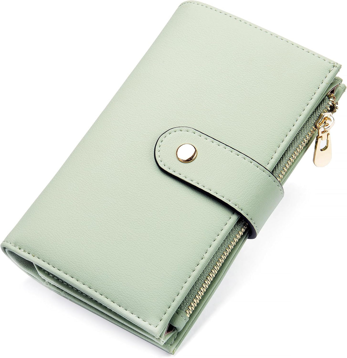 Women's Wallets RFID Blocking Leather Trifold Clutch Wallet Credit Card Holder Ladies Travel Wallet Purse with Passport/Pen Holder