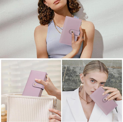 Women's Wallets RFID Blocking Leather Trifold Clutch Wallet Credit Card Holder Ladies Travel Wallet Purse with Passport/Pen Holder