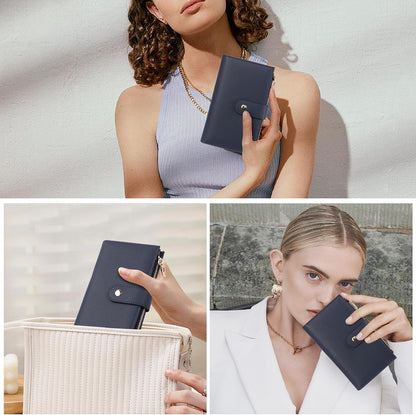 Women's Wallets RFID Blocking Leather Trifold Clutch Wallet Credit Card Holder Ladies Travel Wallet Purse with Passport/Pen Holder
