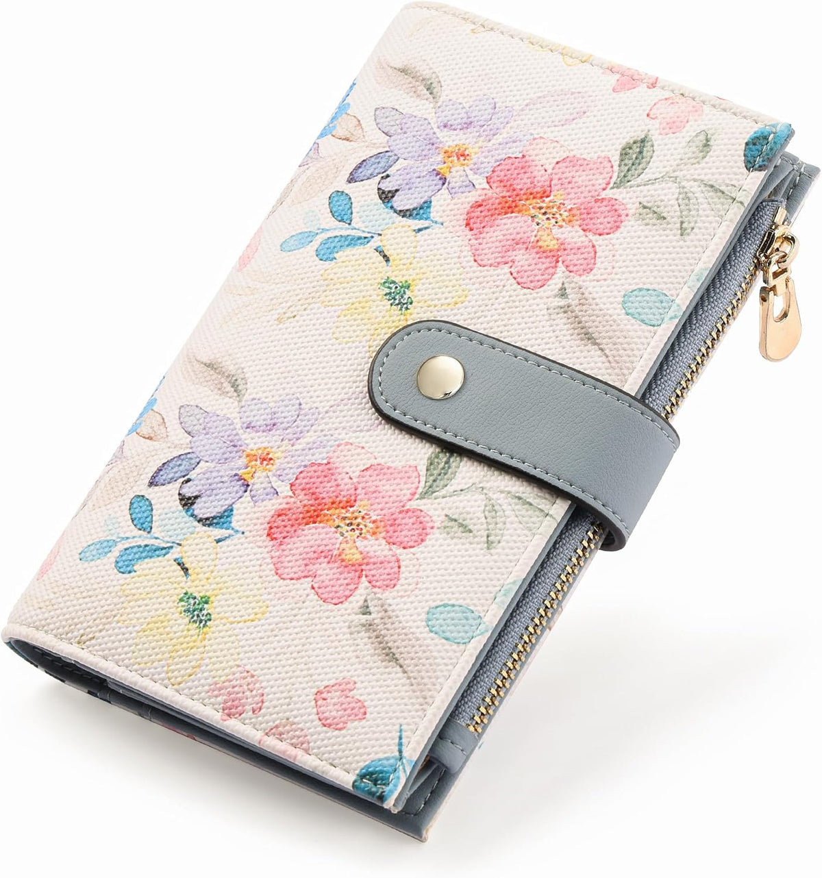 Women's Wallets RFID Blocking Leather Trifold Clutch Wallet Credit Card Holder Ladies Travel Wallet Purse with Passport/Pen Holder