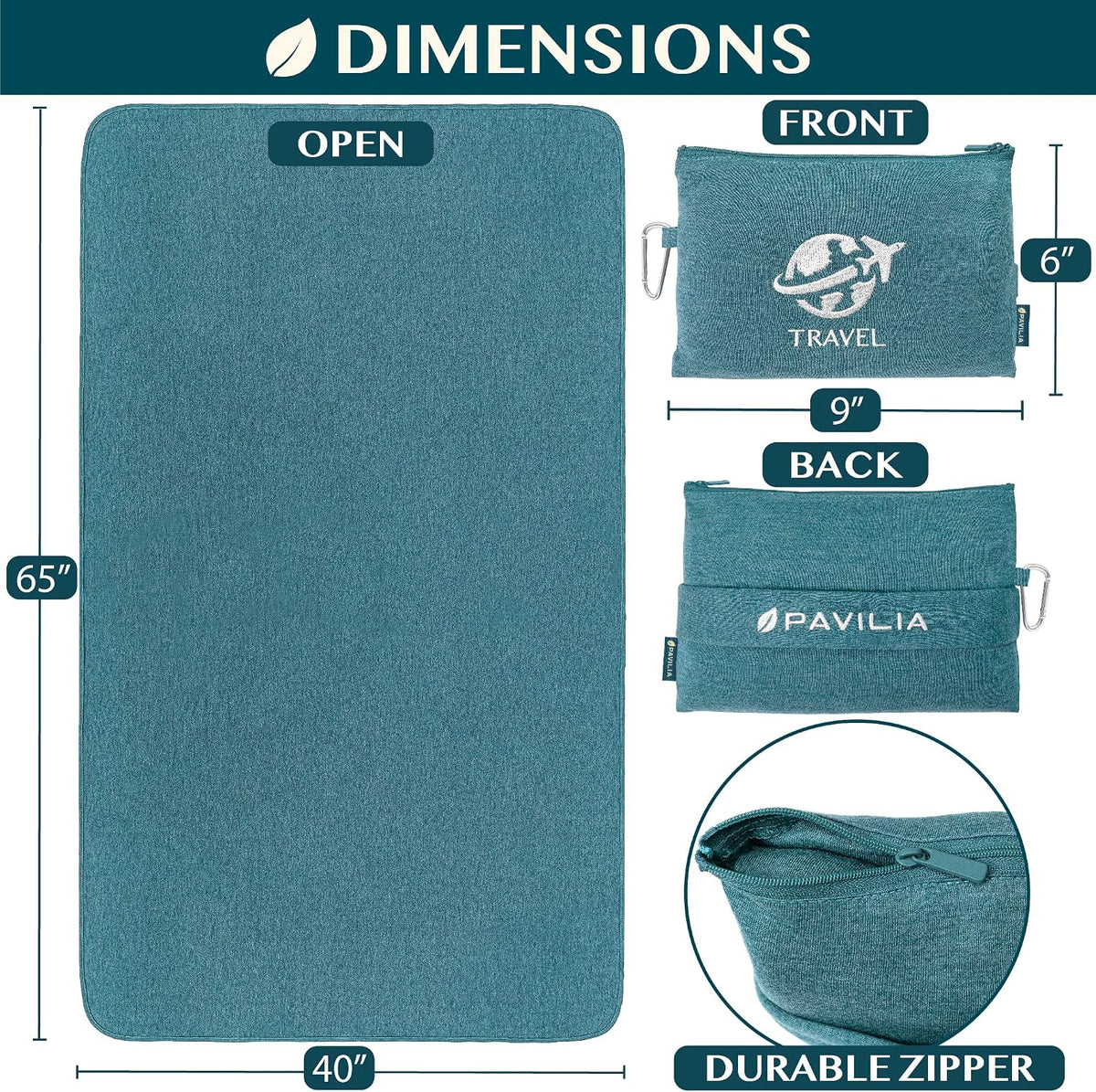 Travel Blanket Airplane Compact Pillow with Bag for Flights, Teal