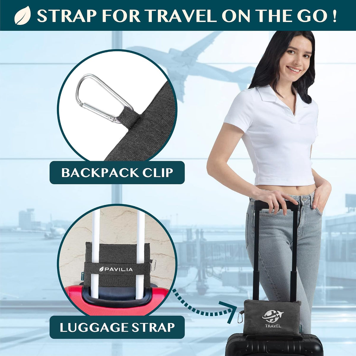 Travel Blanket Airplane Compact Pillow with Bag for Flights, Teal